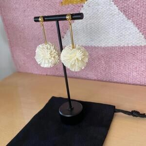 NWOT- J.Crew- Ribbon Pom Pom Earrings in Ivory